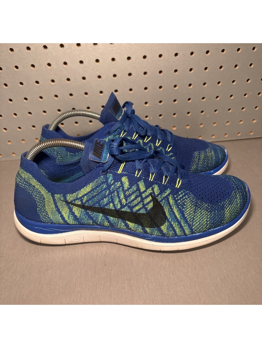 Nike Free 4.0 Flyknit Shoes Mens Sz 10.5 Blue Green Lightweight Running READ